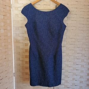 Helene Berman Mini Dress Size 6 Textured Navy Blue
